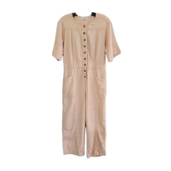 Madewell Womens Top-Stitched Coverall Jumpsuit Blush Short Sleeve Utility Size 0 - Picture 1 of 14